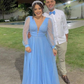 Modest Baby Blue Tulle Prom Dress, Engagement Dress,Promise Dress Y4825