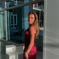 Burgundy Sexy Satin Plunging V- Neckline Long Prom Dress Evening Party Dress Y7536