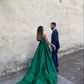 Green A-line Hi-low Prom Dress,Green Winter Party Dress Y3098