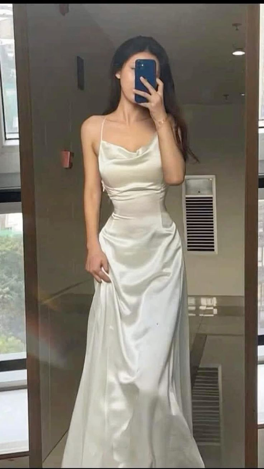 Elegant White Sleeveless Long Prom Evening Dresses Y6866