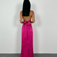 Hot Pink Sexy Sheath Long Prom Dress Backless Evening Gown Y7894