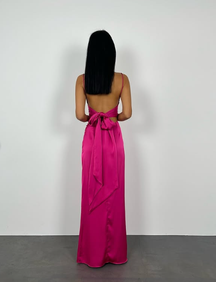 Hot Pink Sexy Sheath Long Prom Dress Backless Evening Gown Y7894