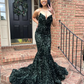 Sexy Mermaid Glitter Prom Dress Long Evening Gowns Dark Green Women Formal Dresses Y4329