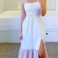 A-line Prom Dress,Color Block Shoulder Tie Maxi Dress Y6066