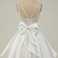White Satin A-line Graduation Dress,White Short Homecoming Dress  Y1849