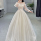 A-line Tulle Prom Dress with Long Sleeves Princess Dress  Y3037