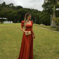 Vintage A-line Satin Prom Dress,Modest Prom Gown  Y4274