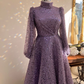 Luxurious Glitter A-line Long Sleeves Evening Dress Y5810
