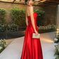 Red Strapless Satin Prom Dress,Red Evening Dress Y2356
