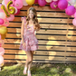 Summer Pink Floral Print Dress,Trendy Homecoming Dress Y2747