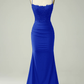 Mermaid Halter Dark Green Long Prom Dress with Appliques Beading Y1858