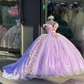 Off The Shoulder Appliques Lilac Ball Gown,Sweet 16 Dress  Y2019