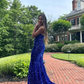 Royal Blue Mermaid Sequins Prom Dress Graduation Dress Black Girls Prom 8th Grade Prom Y495
