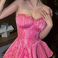 Sweet Pink A Line Strapless Short Homecoming Dress  Y7753