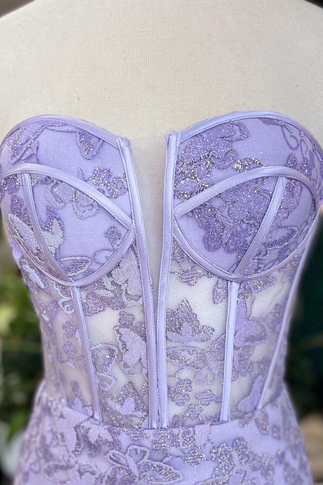 Sweetheart Lavender Butterfly Mermaid Long Prom Dress Y2775