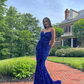 Royal Blue Mermaid Sequins Prom Dress Graduation Dress Black Girls Prom 8th Grade Prom Y495