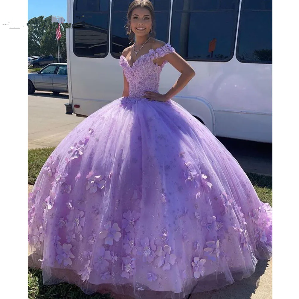 Luxurious Lavender Off The Shoulder Ball Gown,Sweet 16 Dress,Princess Dress Y7182