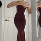 Vintage Wine Red Sheath Long Prom Dress,Evening Dress Y4544