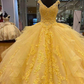 Yellow A-line Tulle Lace Ball Gown Quinceanera Dress Sweet 15 Dress Y4065