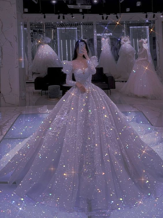 Stunning A-line Shiny Ball Gown,Wedding Dress Y6784