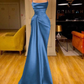 Charming Burgundy Spaghetti Straps Pleated Mermaid Prom Dress Long Evening Dress Y8052