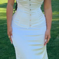 Vintage White Mermaid Prom Dress,Wedding Guest Dress  Y4547