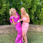 Elegant Pink Strapless Long Prom Dress,Pink Formal Gown ,Y2499