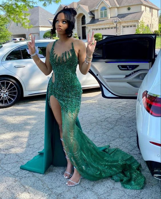 Stunning Green Prom Dress For Black Girls  Y4191
