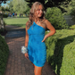 Blue One Shoulder Bodycon Dress,Tight Homecoming Dress  Y3020