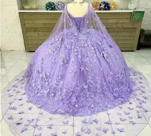 Luxurious Lavender Ball Gown With Butterflies,Sweet 16 Dress Y6755