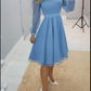 A-line Blue Long Sleeves Party Dress,Blue Homecoming Dress  Y6045
