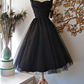 Stunning Black Vintage Midi-length Prom Dress,A-line  Black Party Dress Y4750