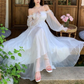 White Tulle Dress,Long Sleeve Fairy Dress,Fairy Prom Dress Y6730