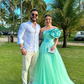 Mint Green A Line Evening Dresses,3D Flowers Prom Dresses,Formal Occasion Y6788