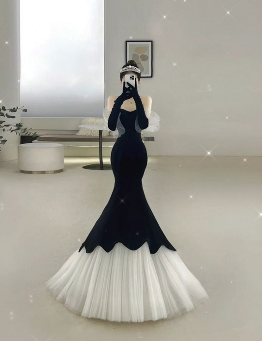 Stunning Black Mermaid Evening Dress Pageant Dress Y4555