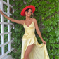 Yellow V Neck Ruffle Midi Dress,Fall Prom Dress Y2946