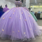 Glamorous Purple Tulle Princess Dress With Butterflies,Ball Gown,Sweet 16 Dress  Y5463