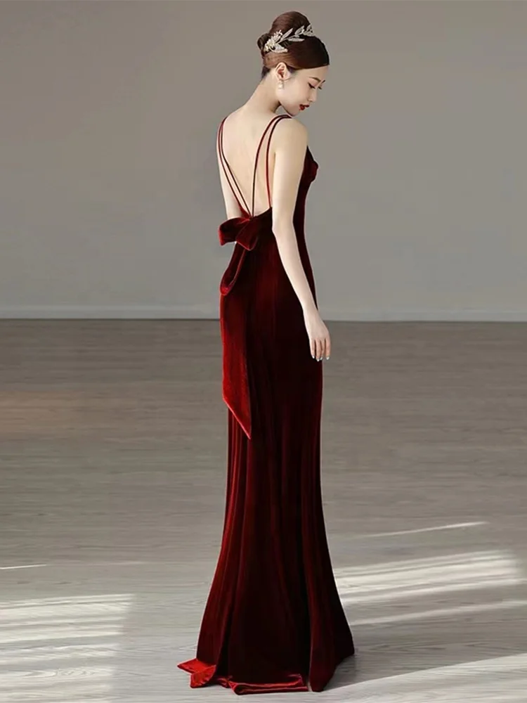 Maroon Mermaid Long Prom Dress,Charming Evening Dress Y1639