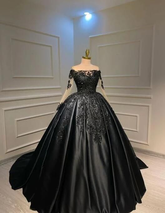 Black Long Sleeves Ball Gown Sweet 16 Dress Y5756