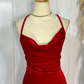 Sexy Red Spaghetti Straps Red Velvet Evening Dress Mermaid Prom Dress Y7816