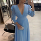 Light Blue Long Sleeve Chiffon Prom Dress Evening Dress Y5747