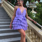 Short Homecoming Dress Ruffle Spaghetti-Neck Party Sexy Mini Dress  Y4010