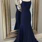 Charming Navy Prom Dress With Tie Back,Simple Evening Dress Y6780