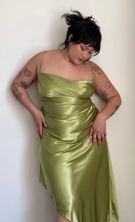 Plus Size Green Straps Prom Dress,Green Party Gown  Y7395