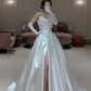 Elegant White Satin Wedding Dress,Simple White Bridal Dress Y1927