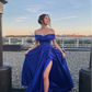 Off the shoulder royal blue prom dress Y5732
