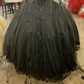 Black Ball Gown Quinceanera Dresses with Flowers,Sweet 16 Dresses Y5753