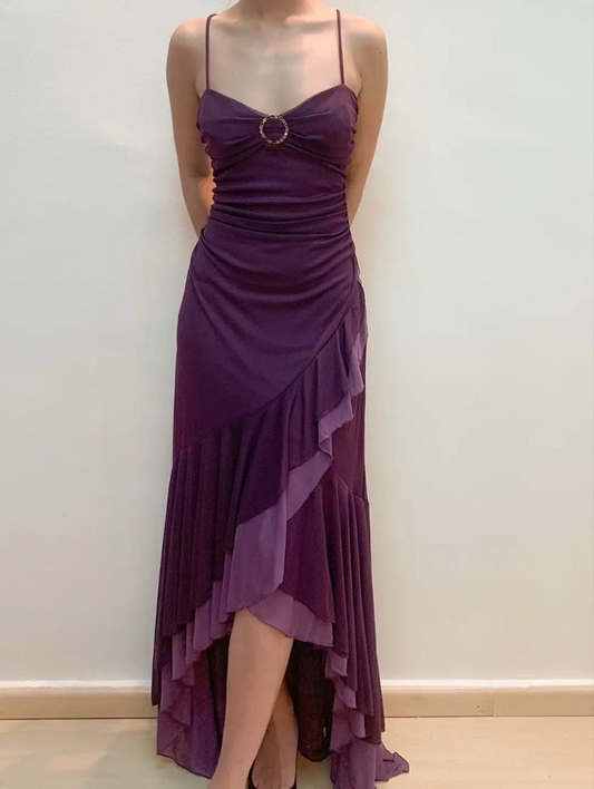 Vintage Straps Chiffon Ruffles Mermaid Evening Dress Formal Prom Dress Y7877