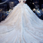Fairy Romantic Off Shoulder White Wedding Dress Sweep Train Y6878