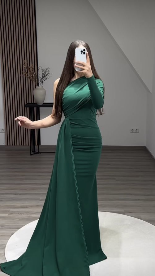 Sexy Green Mermaid Maxi Long Prom Dresses,Evening Dresses Y5522
